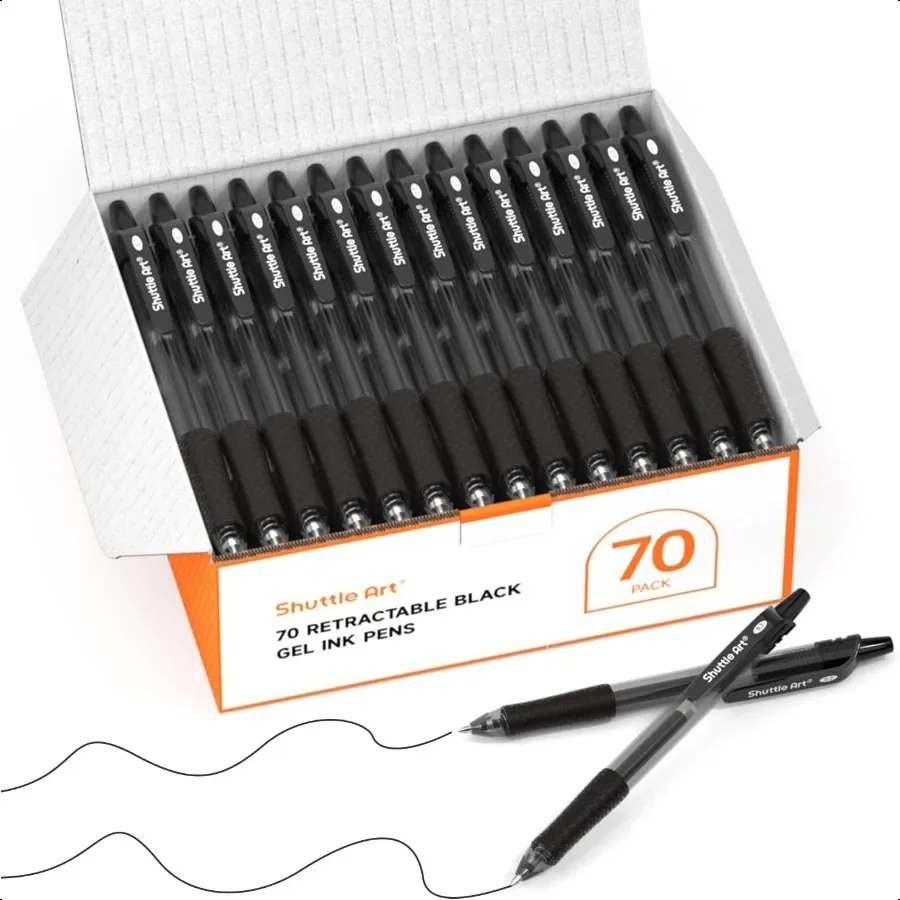 

Black Gel Pens 70 Pack Retractable Medium Point Rollerball Gel Ink Pens Smooth Writing with Comfortable Grip for Office School