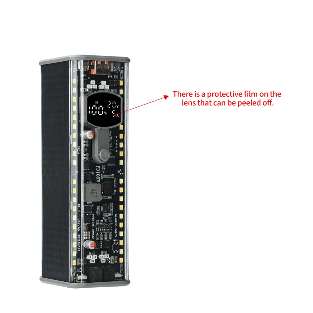 PD100W Hochleistungs-Powerbank-Gehäuse, lötfreier 8-Zellen-21700-Batteriehalter, DC-Spannungsregelung, hochhelle LED-Außenleuchte – Detail 8
