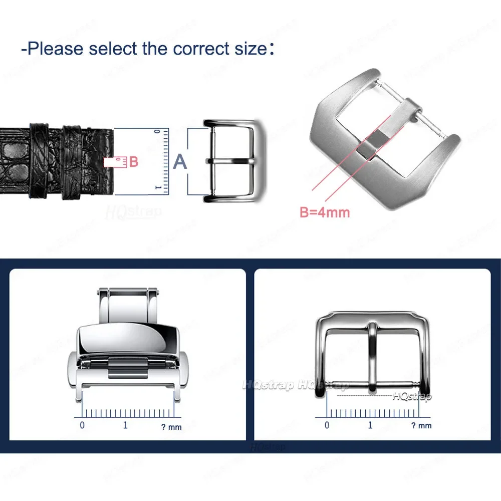 Brushed frosted Stainless Steel Watch Band Buckle 18mm 20mm 22mm 24mm watchband strap Clasp Silver Buckles Accessories