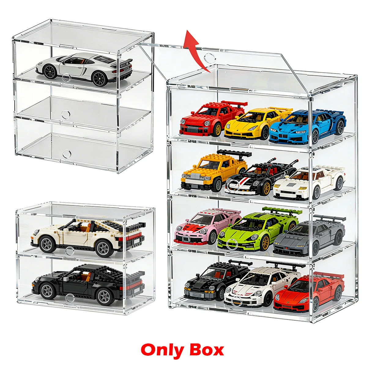 Multi-layer Flip-top Acrylic Display Case, Storage Box for LEGO, Action Figures, Building Block, Car Model, Blind Box Organizer