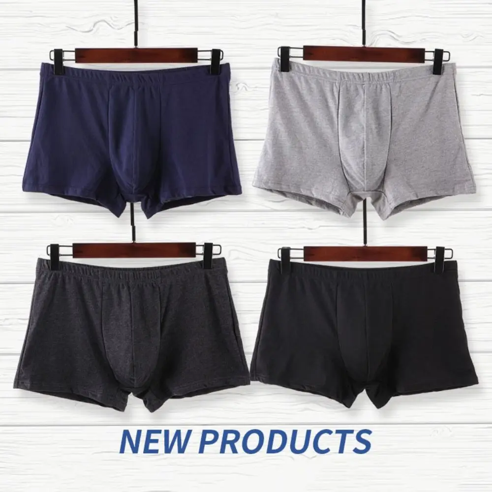 

5PCS Breathable Loose Cotton Boxer Briefs Mid Waist Lingerie Underwear for Men Panties Simple Shorts Underpants Gifts