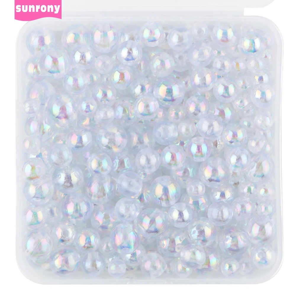 50-200 stücke 6/8/10mm Transparent AB Acryl Perlen Runde Lose Spacer Perlen Für Schmuck Machen DIY Armband Handgemachte Accessoires