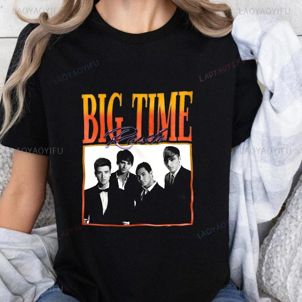 Loose Casual BTR Band Printed T-shirt Top Big Time Rush Neutral Trend Harajuku Short Sleeve Unisex Shirt Pattern Large T-shirt