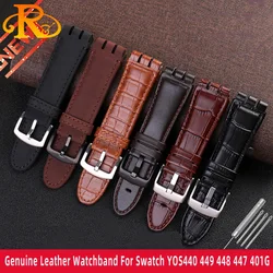 Genuine Calf cowhide Watchband 23mm For Swatch IRONY YOS440 449 401G 447 448 G Men Watch Strap Steel Clasp Bracelet With Tools