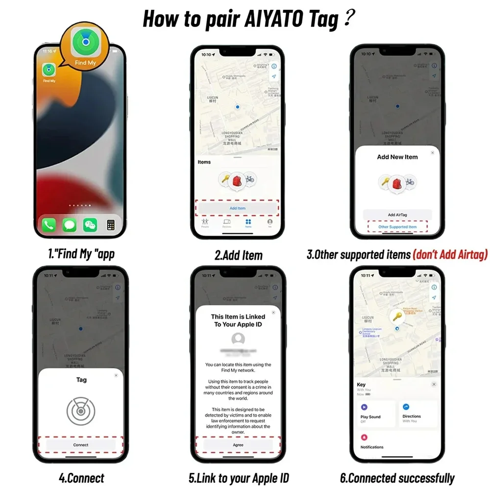 جهاز تعقب GPS الذكي طويل المدى لـ Apple Find My Anti-Lost Alarm Locator Keys Pets Bikes Wallet تتبع في الوقت الحقيقي