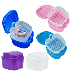 20PCS Denture Bath Box Cleaning False Teeth Storage Box With Hanging Net Container Artificial Tooth Case Orthodontic Retainer