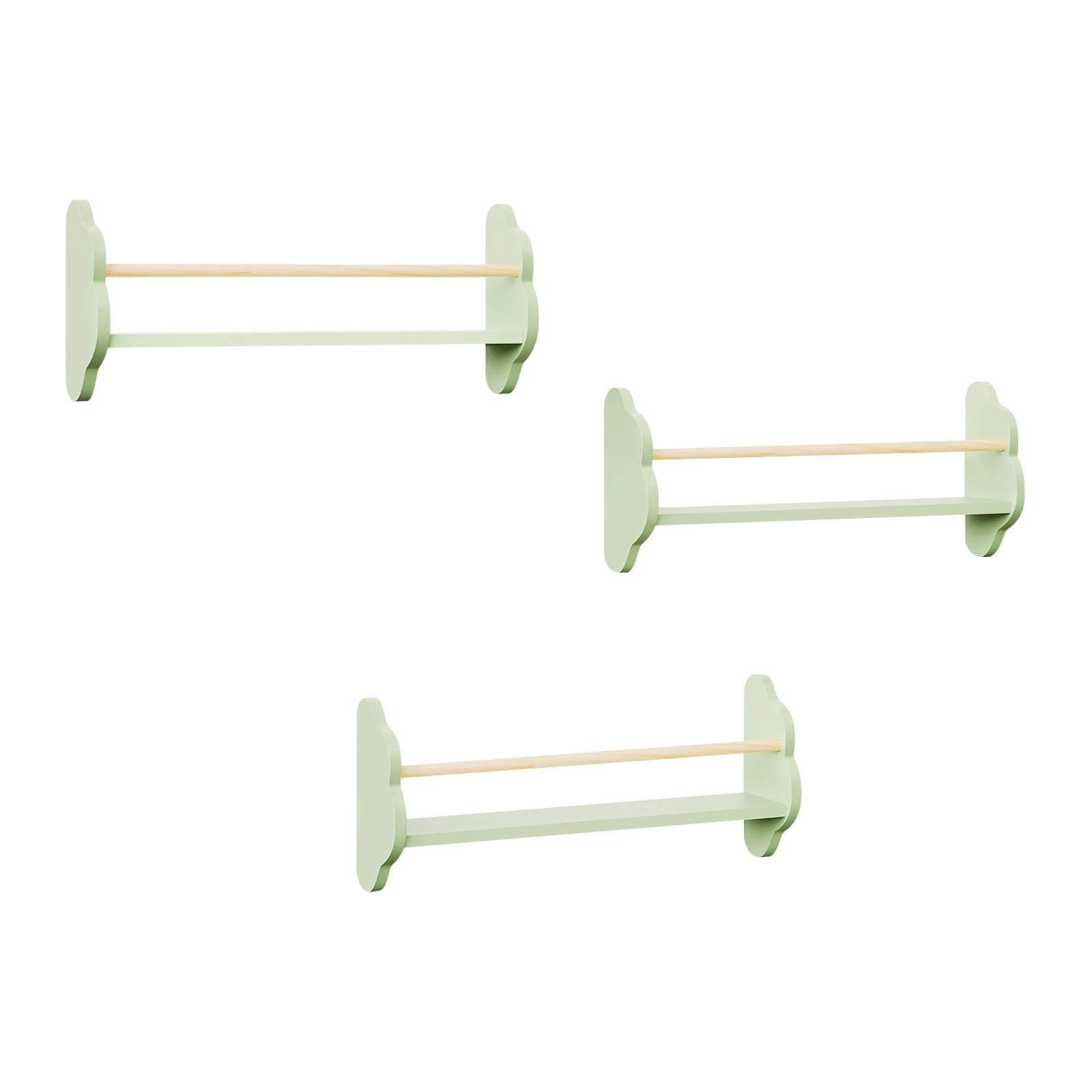 WOLTU 3 pièces/ensemble étagère murale flottante pour le rangement des livres étagère murale en bois naturel pour chambre d'enfant organisateur de pépinière décoration de la maison