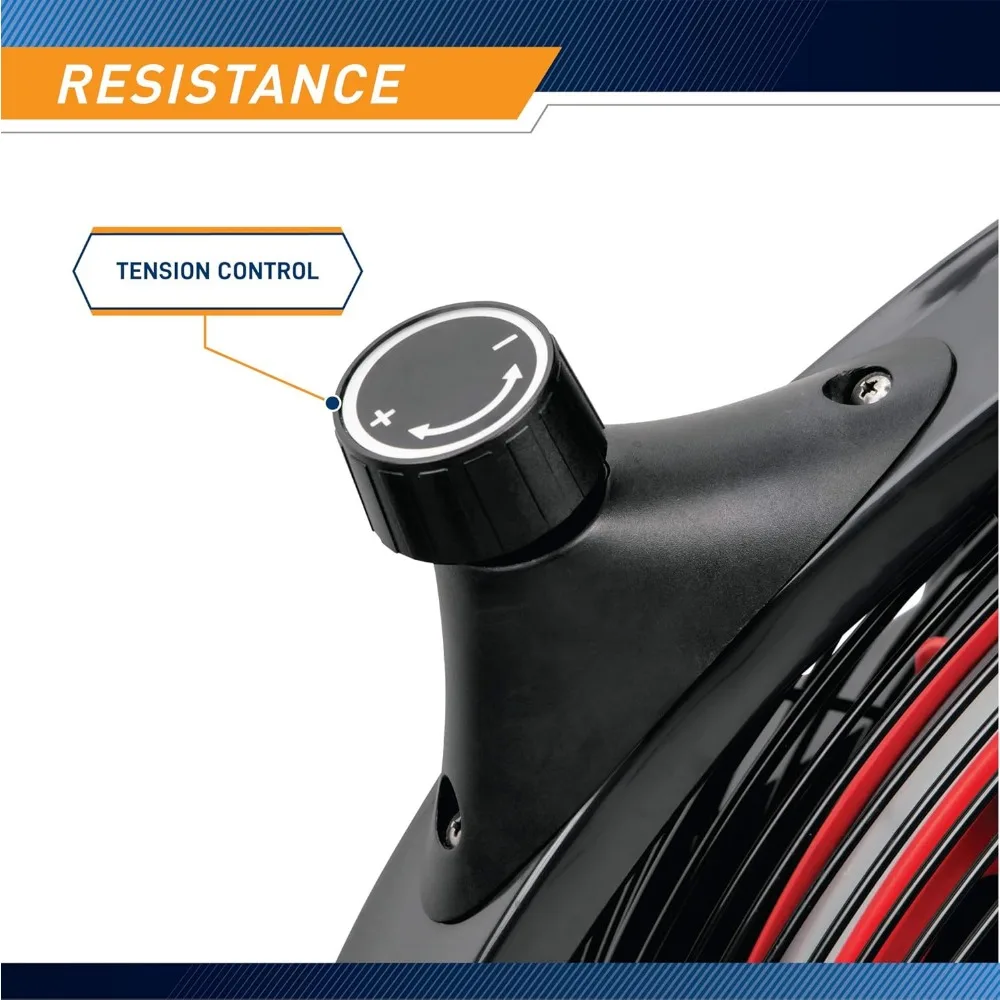 Air-Resistance Exercício Fan Bike, guidão dupla Acction, assento ergonômico, exclusivo sistema de resistência ao ar