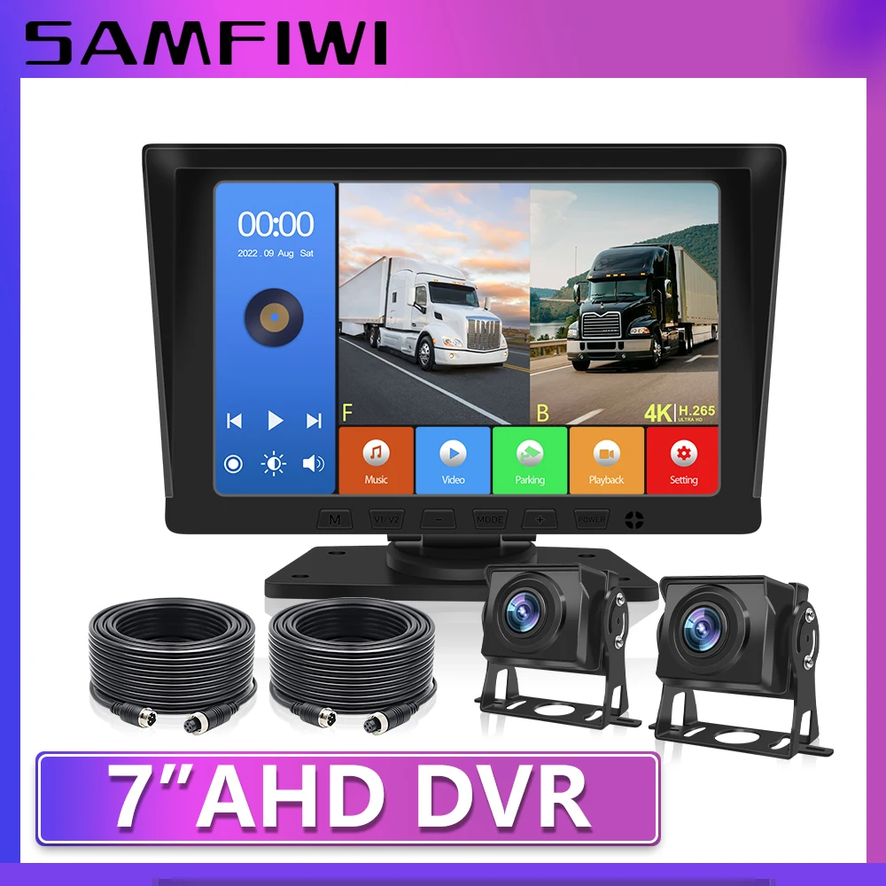 

7 inch IPS MP5 Screen Heavy Vehicle Driving Parking Recorder System 2CH AHD Camera For Truck Rear View Monitor HD Night Vision