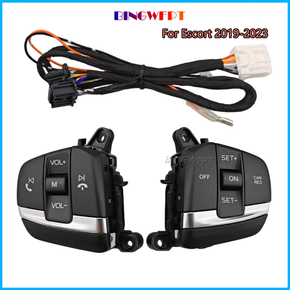 High Configuration with Blue LED&Wire Multifunction Steering Wheel Switch Buttons Volume Cruise Control  For Escort 2019-2023