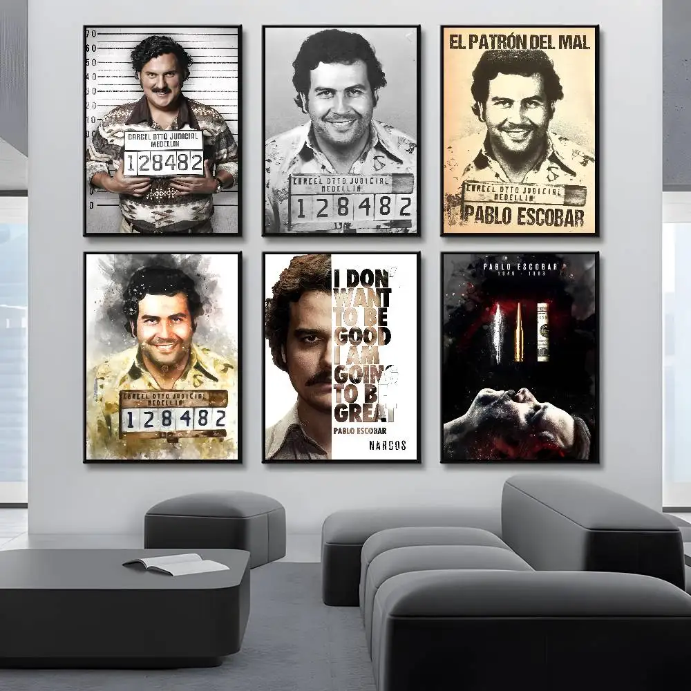 Lord Pablo Escobar Narcos Mugshot Poster Waterproof Vintage Movie Posters High Quality Wall Art Print For Room Decor Gift