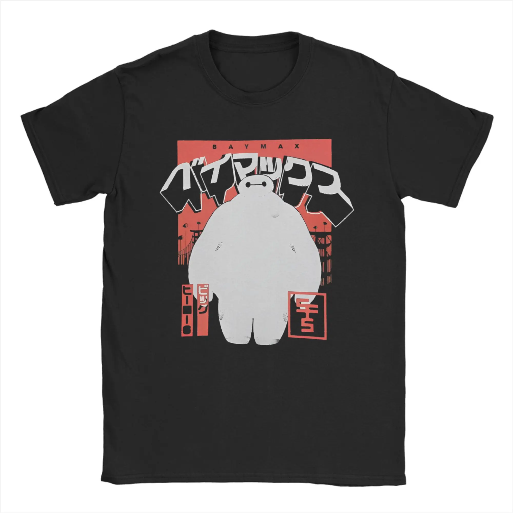 

Men's Big Hero 6 Japanese Baymax T Shirts Cute Pure Cotton Tops Funny Short Sleeve Crew Neck Tees Classic T-Shirts