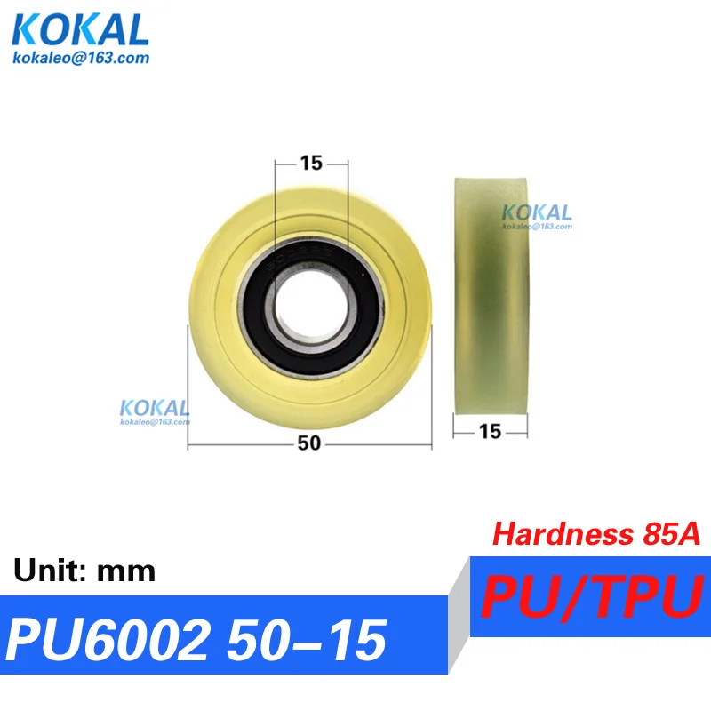 [PUd15] 2/4pcs high quality 6002RS 6202 TPU PU ball bearing roller wheel counting machine bearing pulley Model car whhel 50mm