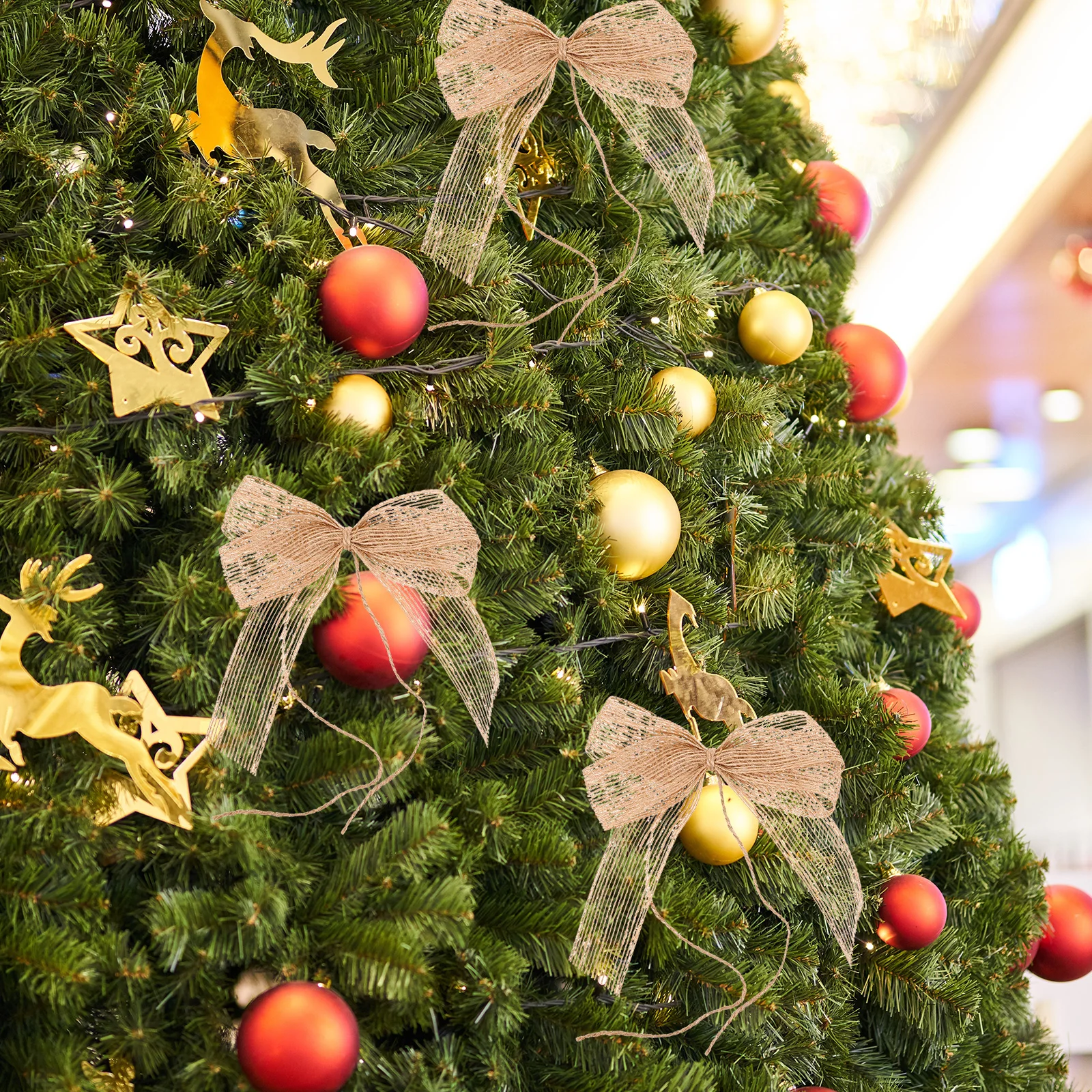 

10pcs Diy Bows Wreath Bowknots Christmas Tree Decorative Ornaments Rustic Style Soft Large Bow Decorations Home Party