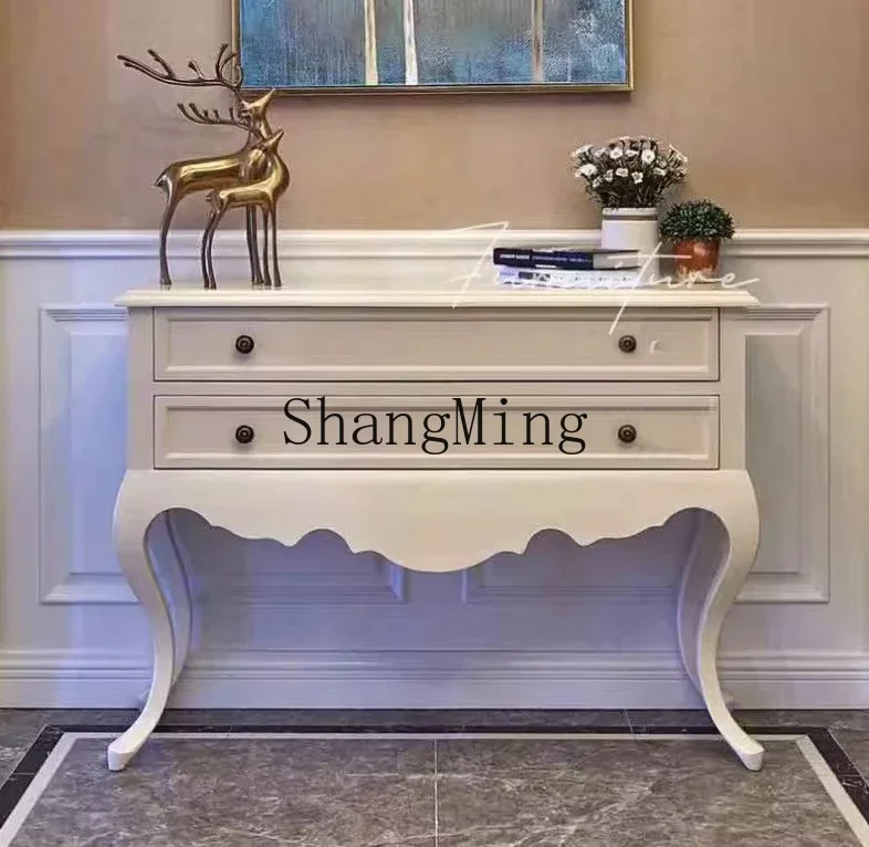 

FG light luxury solid wood entrance foyer cabinet simple modern retro high-end decorative cabinet bucket cabinet