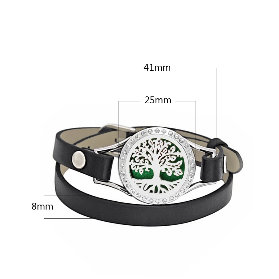 New Angel Wings Essential Oil Diffuser Lockets Stainless Steel Multilayer Leather Bracelet For Women Aromatherapy Bracelets Gift