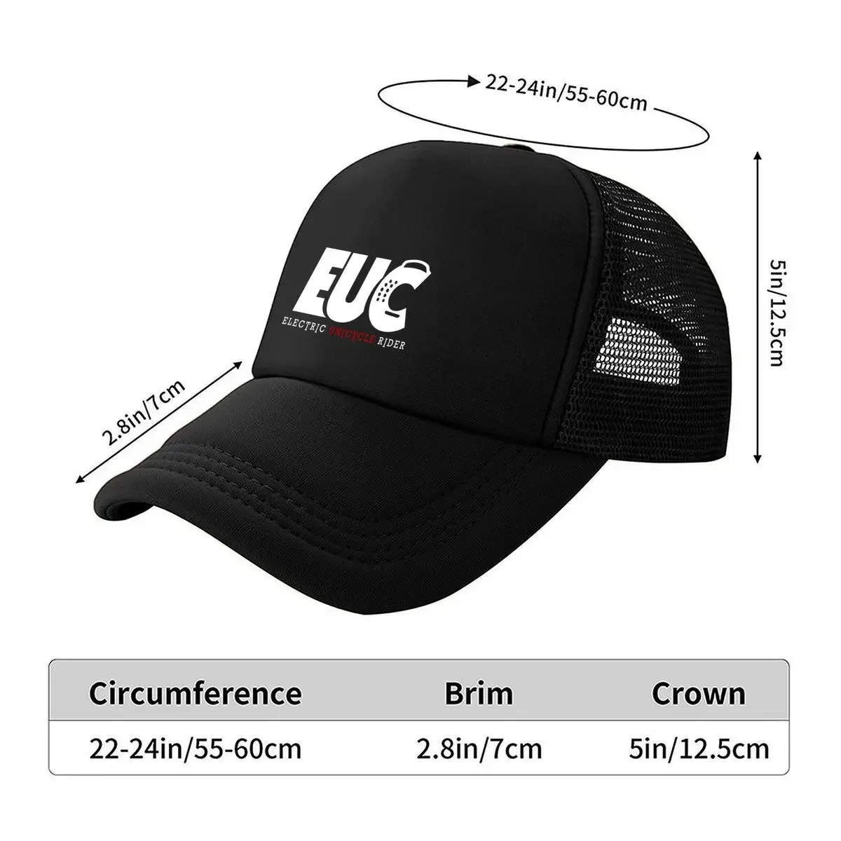 New EUC Rider Tech - Inspired, Electric Unicycle Art Design Mesh Baseball Cap