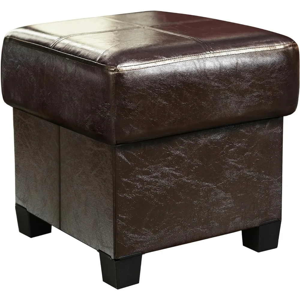 Storage Ottoman Cube Folding Footstool PU Leather Storage Bench with Legs, Toy Chest for Living Room, Bedroom