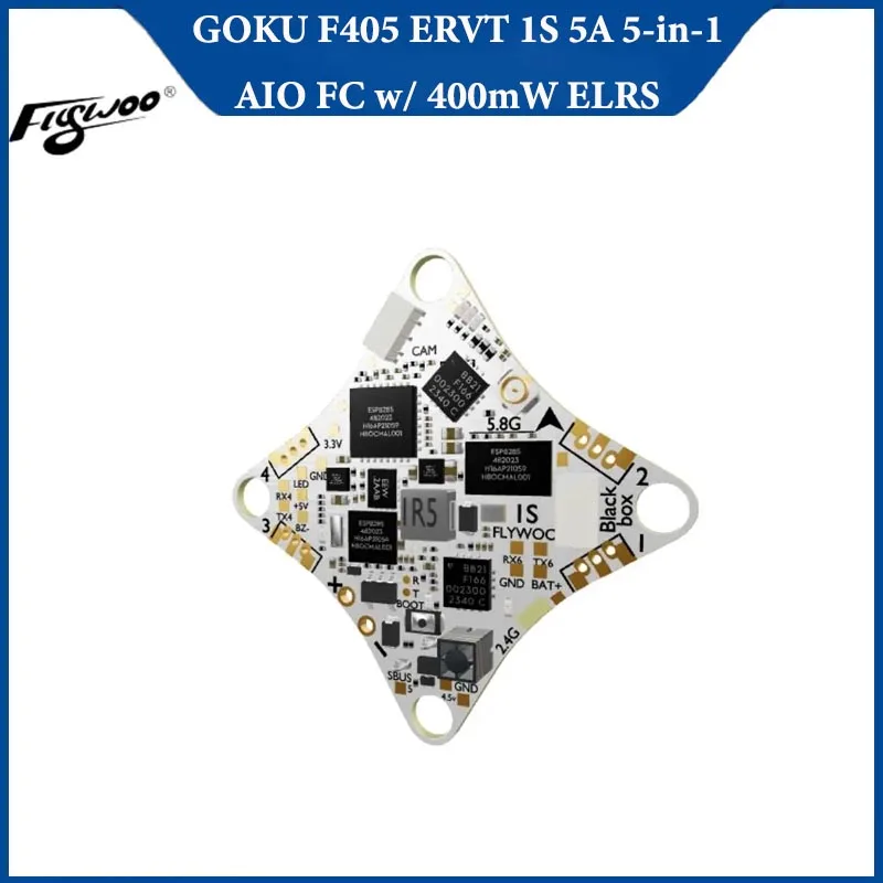 

Flywoo GOKU F405 ERVT 1S 5A AIO FC 5-в-1 с ELRS 400 МВт, гоночный дрон 1S FC, сверхнизкая задержка для аксессуаров FPV Acro RC