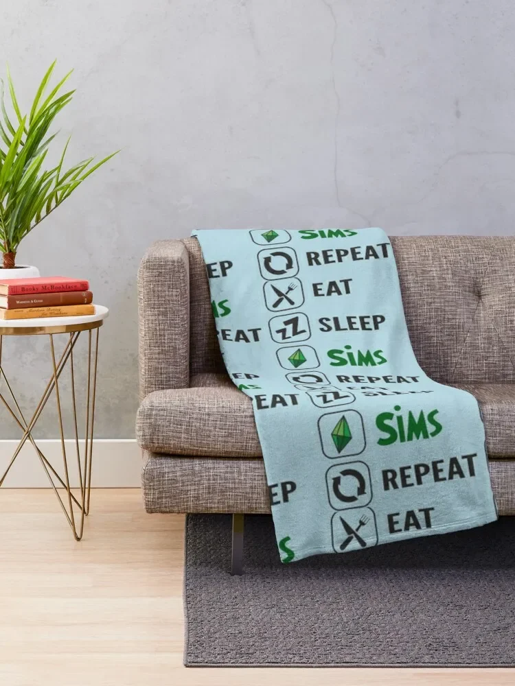 Eat Sleep Sims RepeatThe Sims Throw Blanket For Baby Hair Plaid on the sofa Blankets