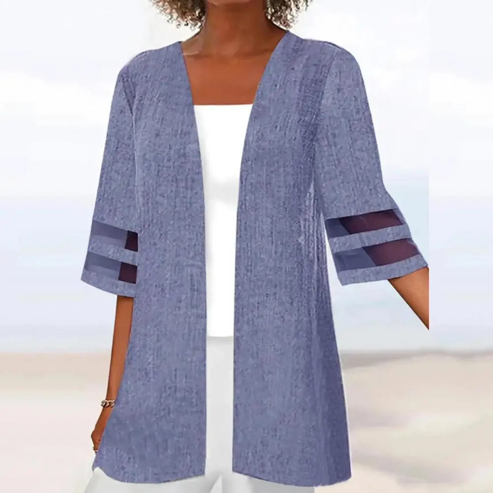 Vintage Halbarm Mittellanger Mantel Mantel Sommer Lose Strickjacke Bohemian Mesh Patchwork Frauen Offenen Stich Strickjacke Jacke 2025