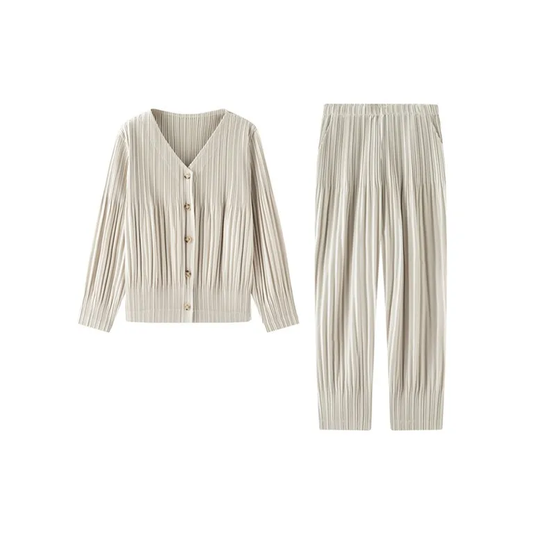 Miyake Pleated 2026 Autumn New Light Mature Kochi Complete Outfit Pleated Casual Suit Women Solid Color Versatile Jacket Pleat