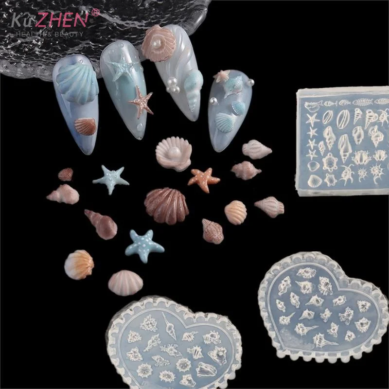Moule 3D en Silicone pour décorations d'art d'ongle, bricolage, modèles de conception de conque, moule pour ongles, bijoux artisanaux, outil de moule pour ongles transparents