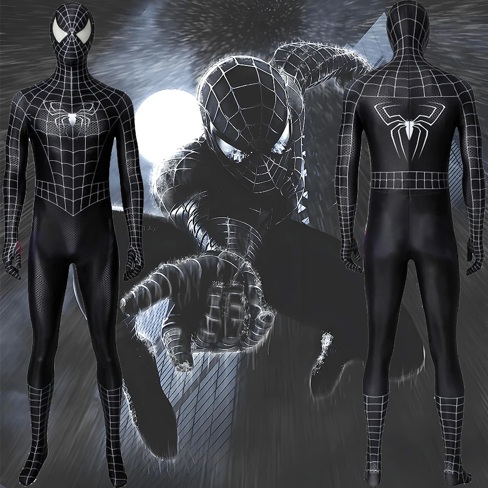 

Черный Рэйми Человек-Паук Косплей Venom Symbiote Spider Костюм для мальчиков Супергерой 3D Печатный спандекс Зентаи Боди Костюм на Хэллоуин