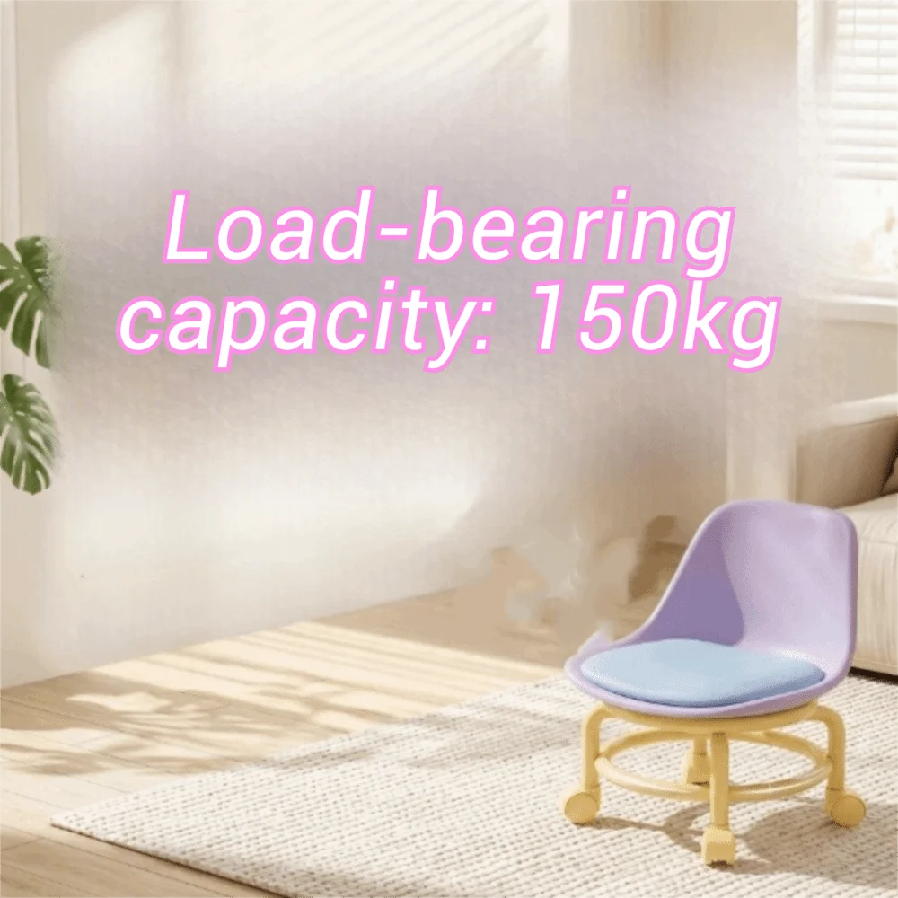 With Sliding Wheels Small Chair Universal Casters With Backrest Low Stool Cushioned Seat Compact Build Stool Chair Living Area