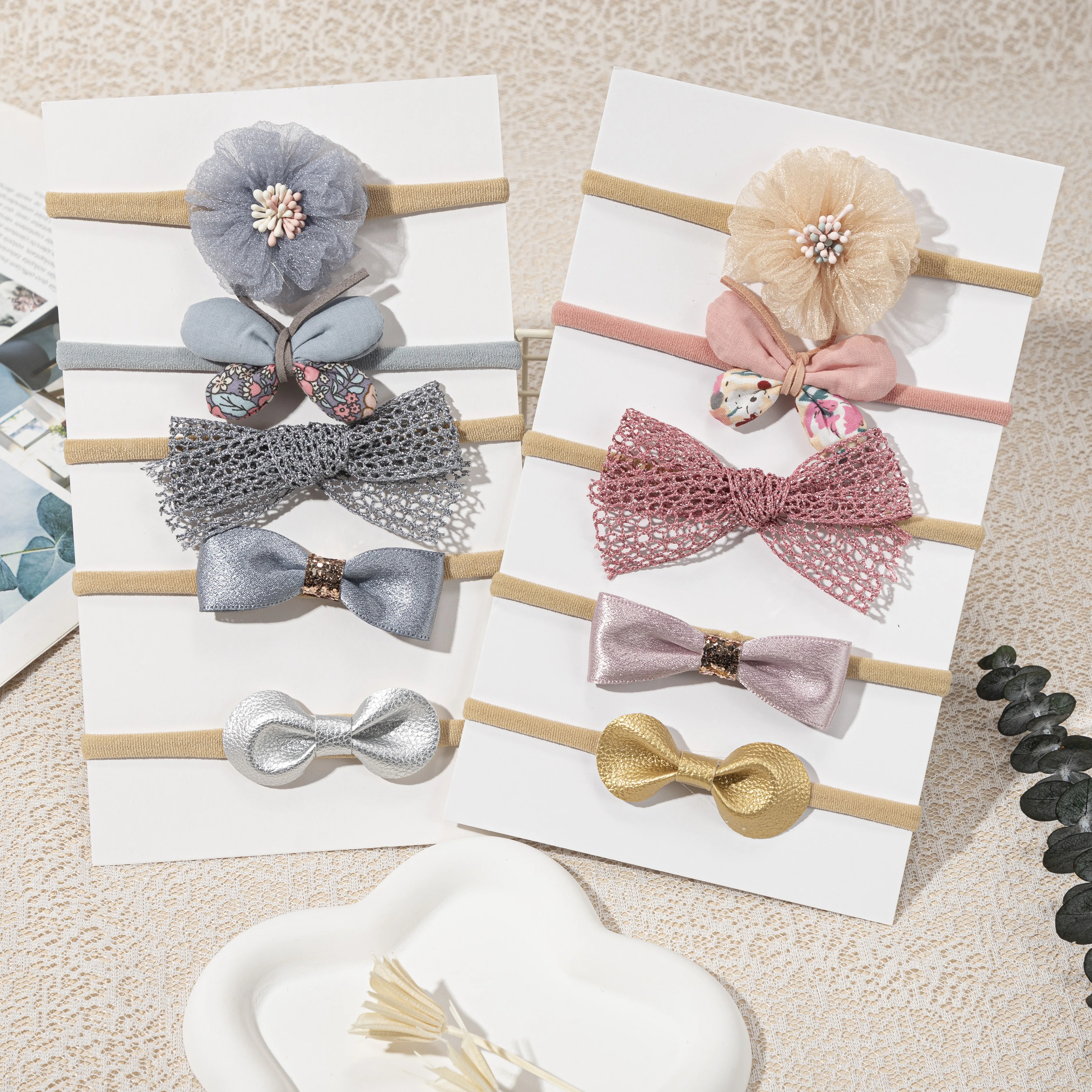 

5Pcs/set Cute Flower Bowknot Headband For Girls New Headwear Elastic Hair Bands for Newborn Baby Infant Kids Hair Accessories