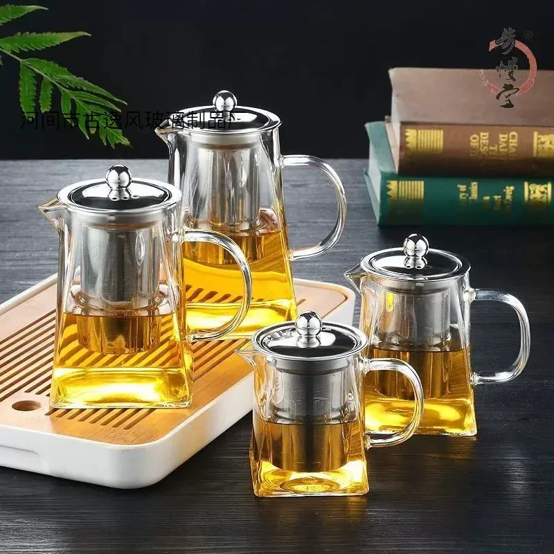 Glass Teapot with Stainless Steel Infuer Heat Resistant Tea Kettle for Induction Cooker 350/550/750/950ml Kung Fu Glass Teaware