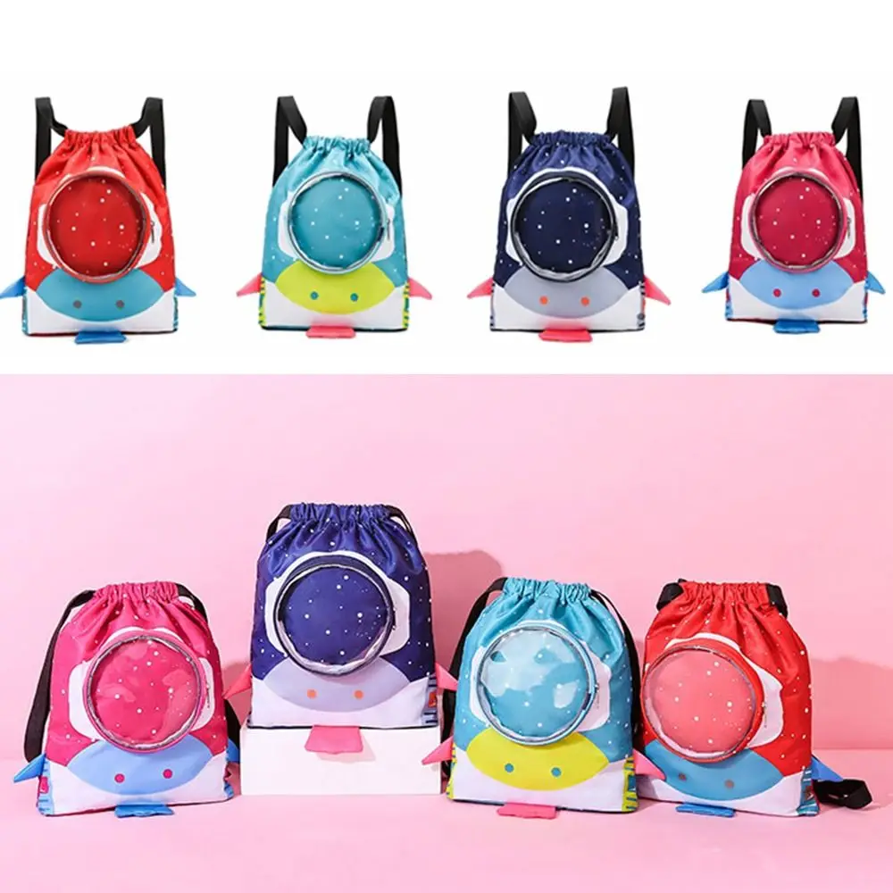 

Oxford Fabric Children's Swimming Backpack Cartoon Portable Drawstring Beach Bag Adjustable Straps Waterproof Sport Backpacks