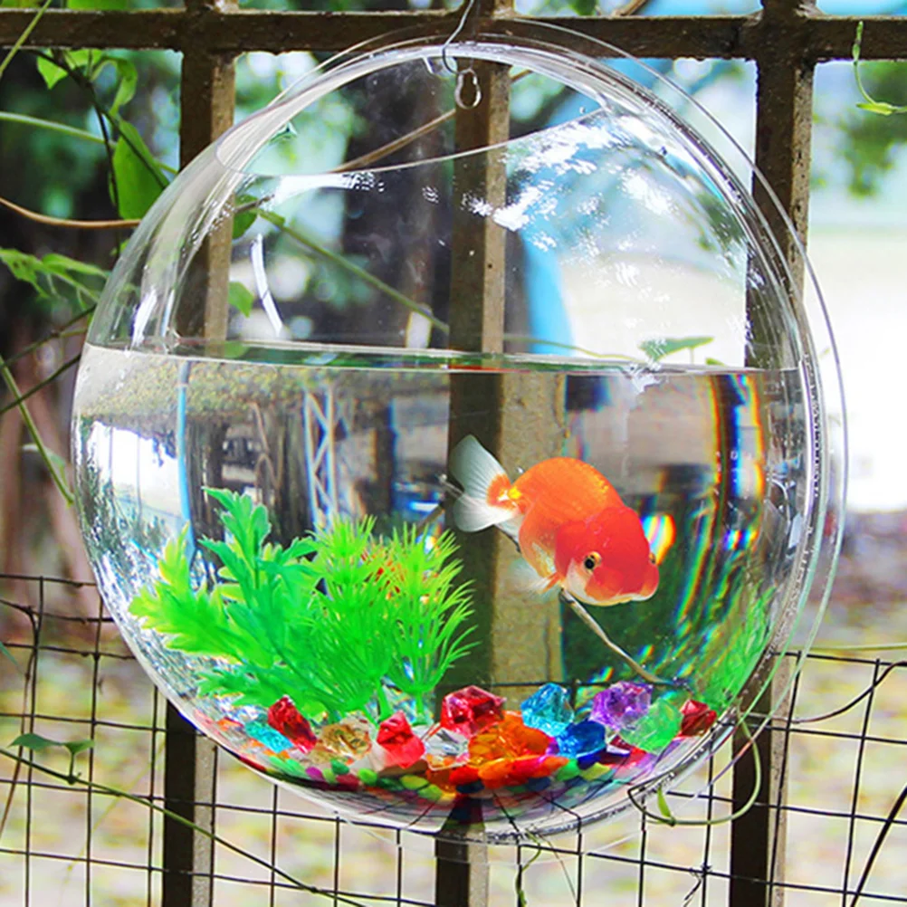 

Transparent Creative Wall Mounted Acrylic Fish Bowl Hanging Aquarium Fish Tank Home Decor (15cm Diameter)