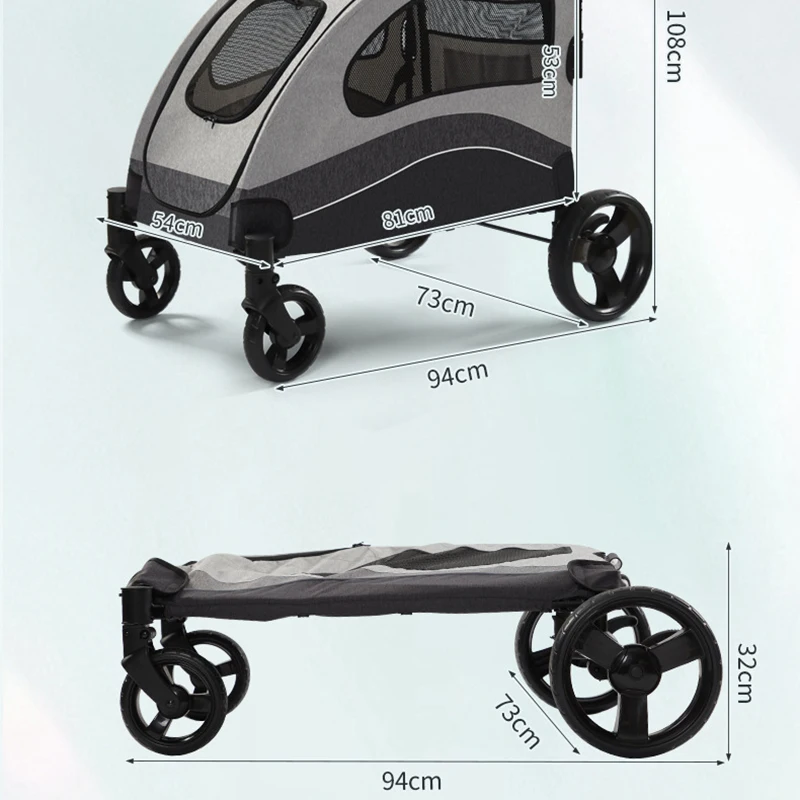 A Large Foldable Dog Cat Carrier Detachable Cat Dog Cage Pet Travel Trolley  Multifunctional Pet Stroller Within 60Kg Pet