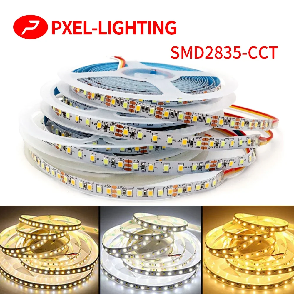 

SMD2835 CCT W+WW LED Strips 120LED 180LED 240LED Cabinet Decoration Linear Light Color Temperature Dimmable Light Strips