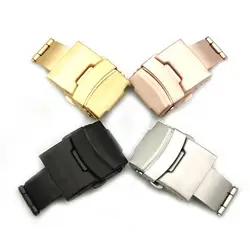 Replace Watch Buckle 16mm/18mm/20mm/22mm Double Press Stainless Steel Watch Safety Folding Clasp Repair