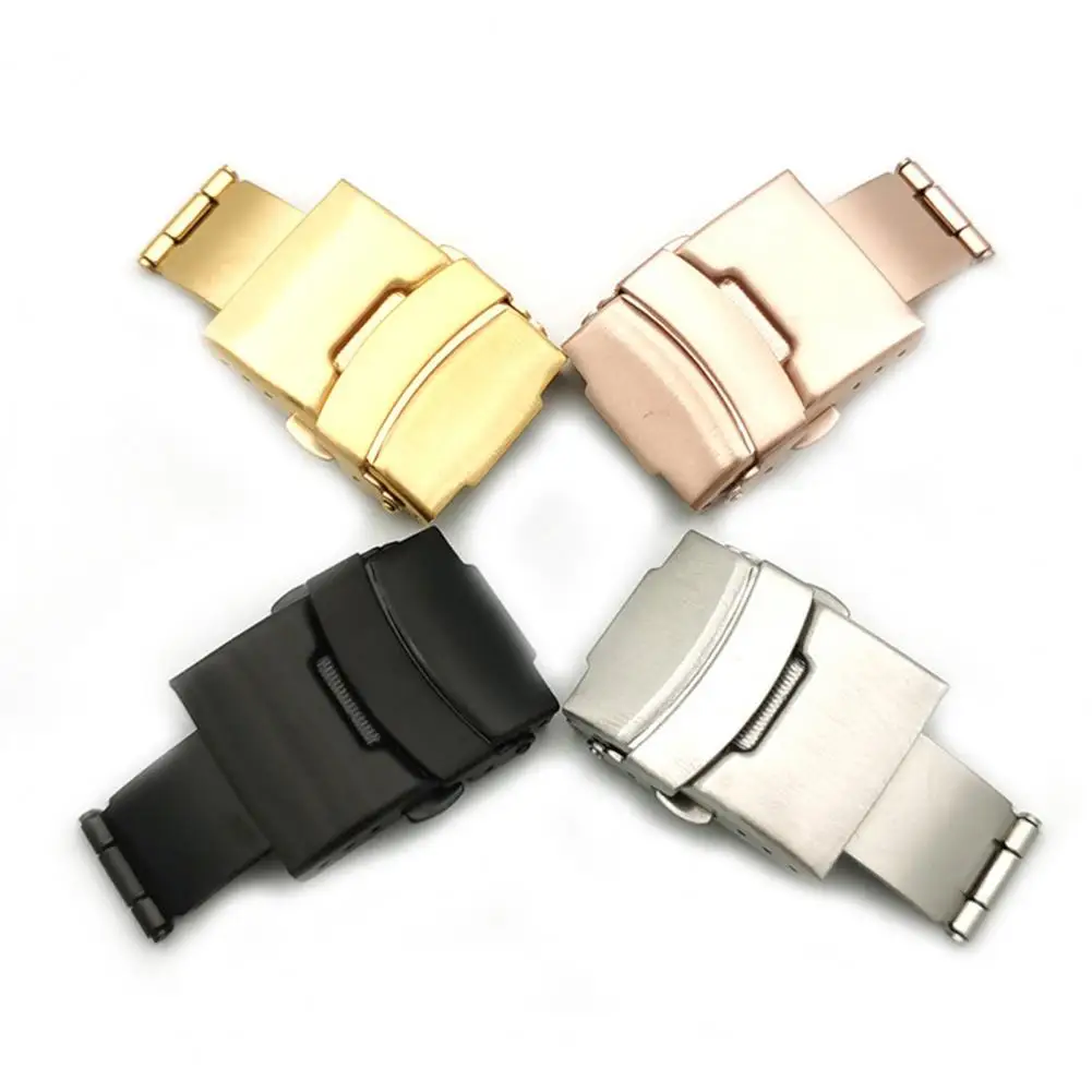 Replace Watch Buckle 16mm/18mm/20mm/22mm Double Press Stainless Steel Watch Safety Folding Clasp Repair