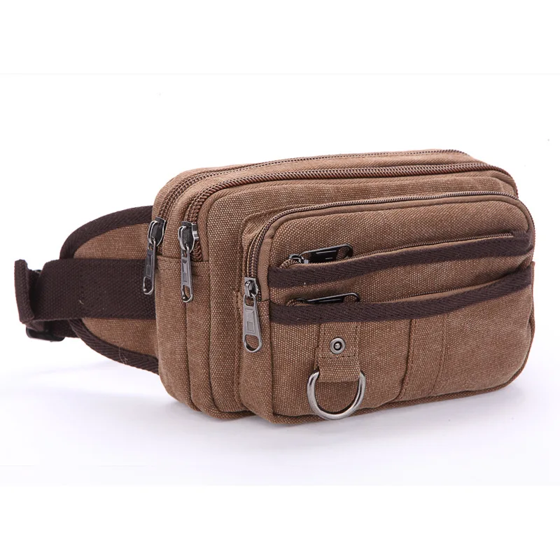 

Wear-resistant canvas camouflage men's waist bag multi-pocket large capacity mountaineering diagonal span shoulder pack