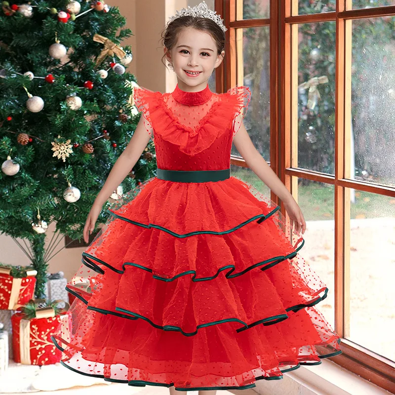 عيد الميلاد الفتيات الأحمر تول فستان الأميرة الاطفال تمويه ليديا ديتز الزفاف الأحمر الرعب شبح العروس تأثيري هالوين زي