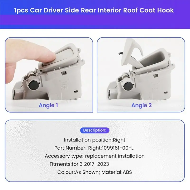 Indoor For Tesla Model 3 2017- 2023 Rear Row Hook Assembly Car Interior Coat Hooks