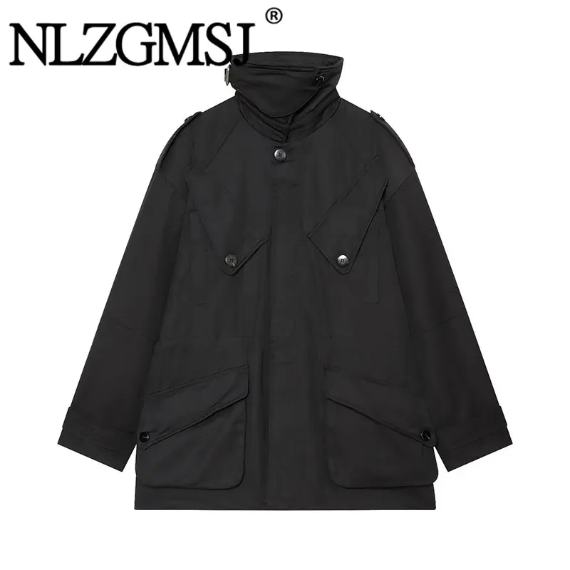 Nlzgmsj 2026 Autumn Winter  Women Oversized Parka Jacket Multi Pocket Casual Loose Warm Outerwear Windproof Coat