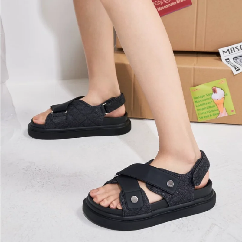 Sandalias Brand Women Sandals Summer 2023New Denim Comfort Women Shoe Open Toe Platform Sandals Allmatch Rome Shoe Beach Shoe슬리퍼