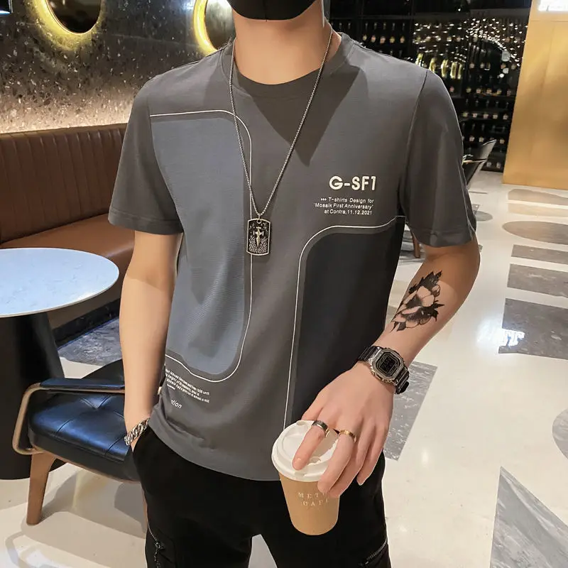 Mens Tee Shirts Wholesale Men\'s T-shirt Summer 100% Cotton Top Short Quarter Sleeve Streetwear High Quality Stylish Clothes