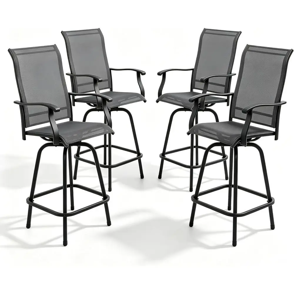 

Outdoor Swivel Bar Stools Set o 4, Bar Height Patio Chairs with Textilene Seat, All-Weather High Top Stools or Lawn, Garden, Poo