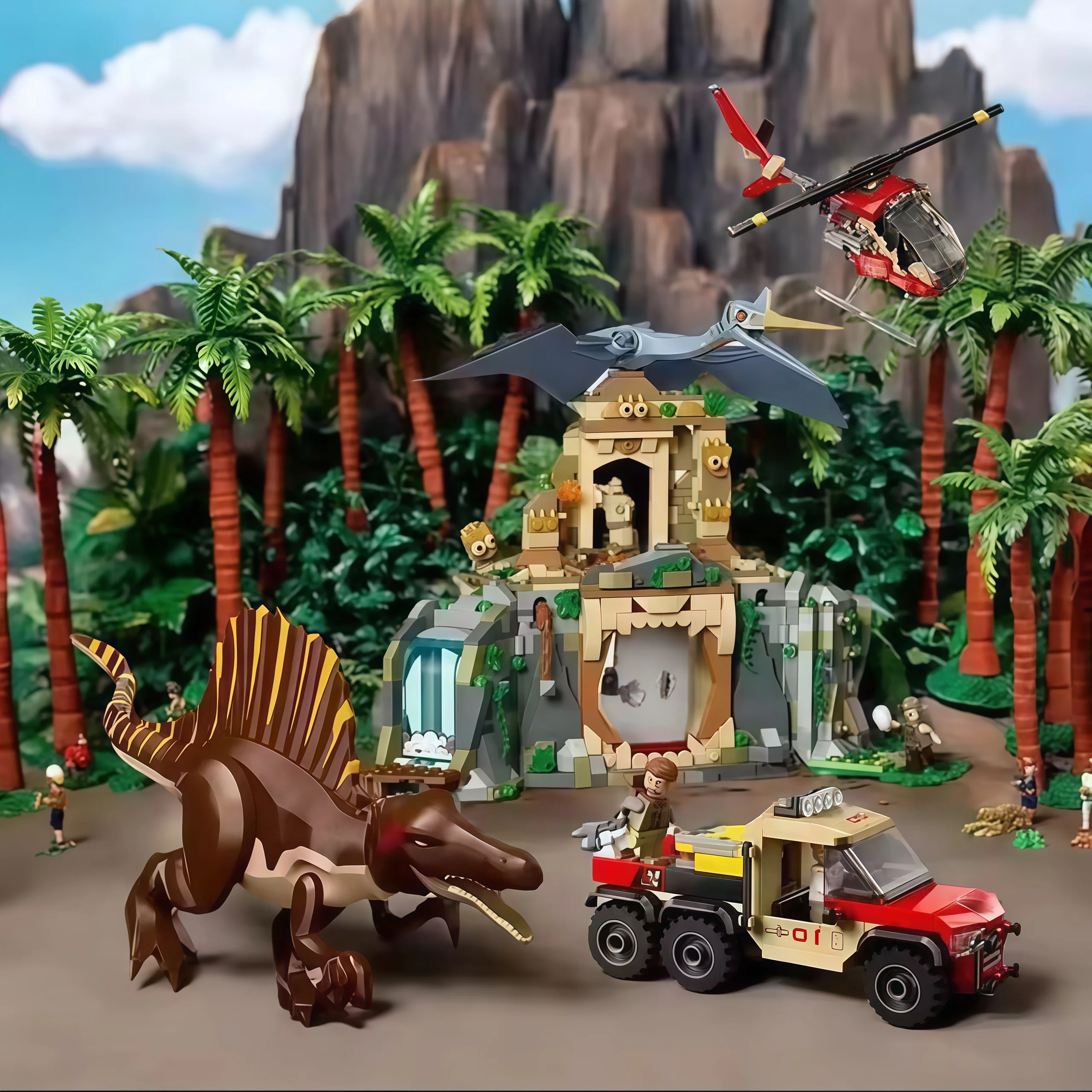 

World park Spinosaurus and Quetzalcoatlus AerialMission Building Blocks Model Assembly Toys Kids Gifts