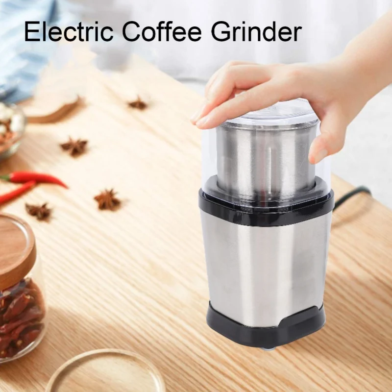 

Electric Coffee Grinder 200W 60g Large Capacity Stainless Steel Grinder Cup Nuts Spice Grinder For Home Travel