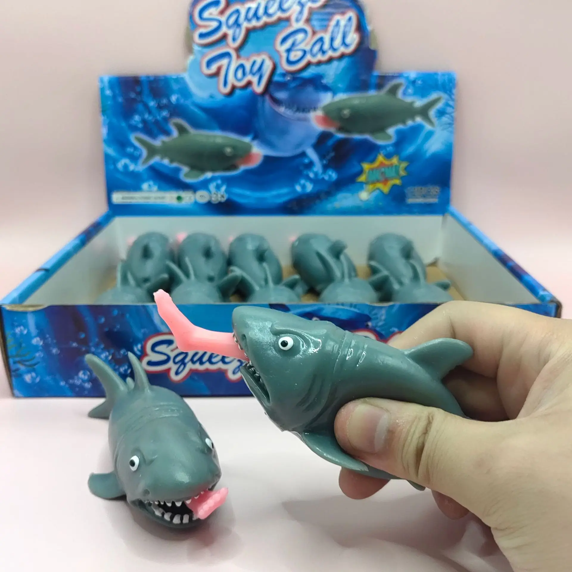 Funny Man-eating Shark Squishy Pop Out Feet Squeeze Toy Realistic Prank Novelty Stress Relief Toy for Kids
