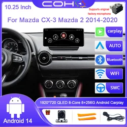 For Mazda CX-3 Mazda 2 Demio 2014-2020 Dual System Android 14 4G+WIFI Car Radio Player Navigation GPS Octa Core Radio Multimedia