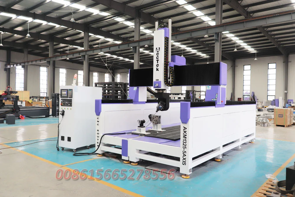 AccTek ATC 1325 Custom Build Machine ATC CNC Router 5Axis with 360 Degree Rotary Spindle For Furniture Making