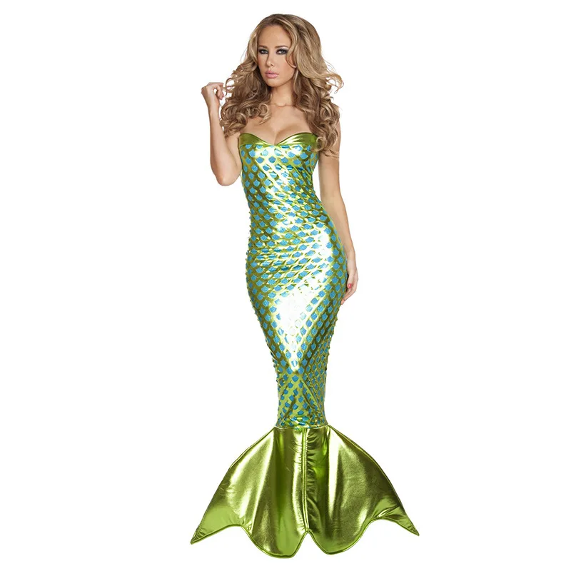 Cosplay Anime Mermaid Tail Skirt Costumes Sets Jumpsuits Stage Show Party Sexy Sequin Dress for Women Halloween Carnival Fancy